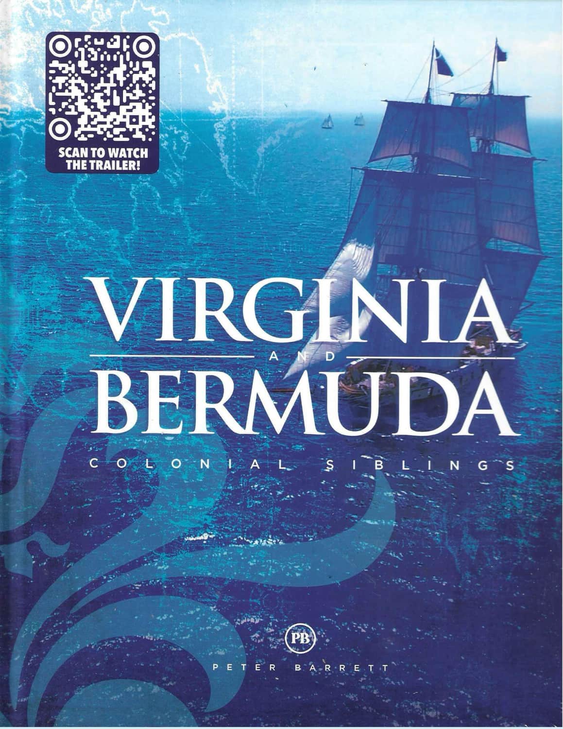 Virginia and Bermuda by Peter Barrett, the real jacket with a scannable trailer code
